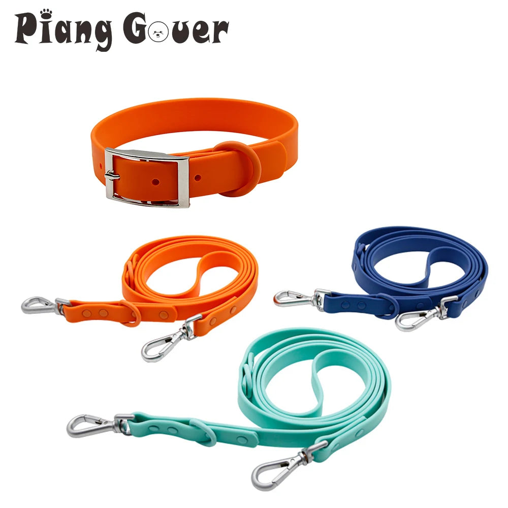 Pet Collar Leashes Set Waterproof Soft Adjustable Pet Collar Dog Leash Outdoor Walk Rope Supplies